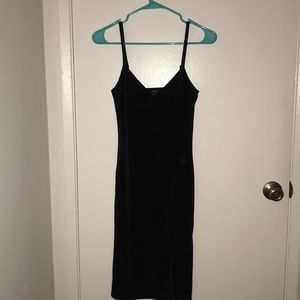 Black velvet mini dress